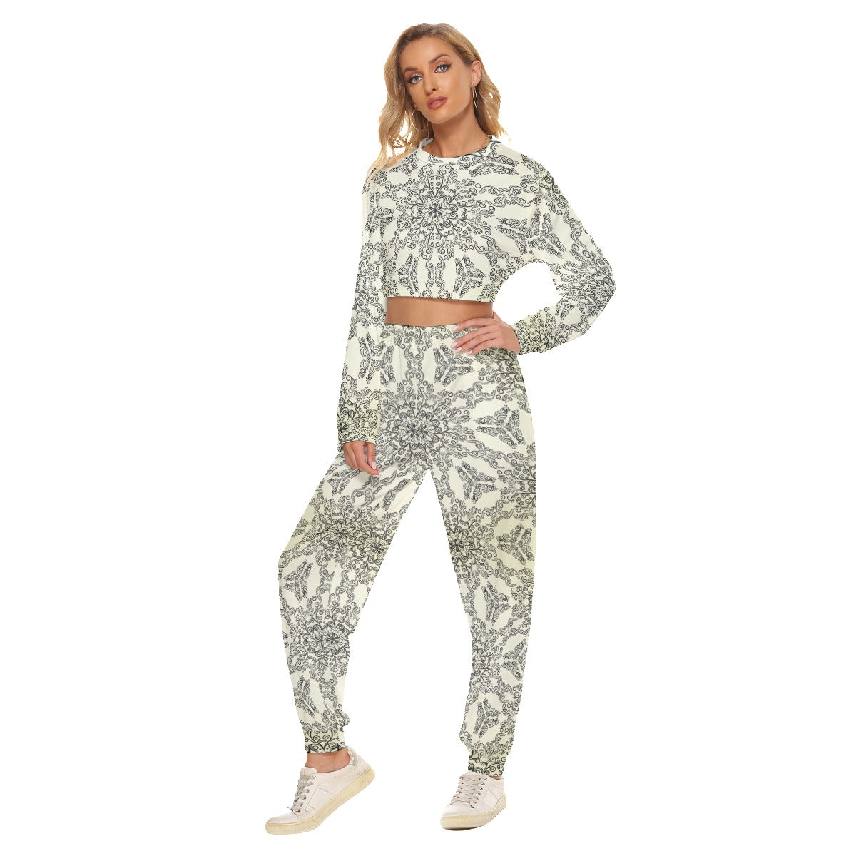 Ventage Style Women's Crop Sweatshirt Suit