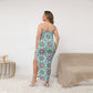 Abstract Flowers Women's Oblique-Shoulder Exposure Dress With Side Split (Plus Size)