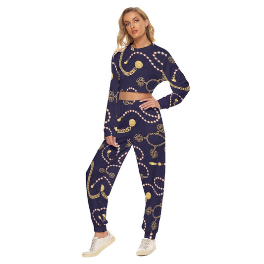 Golden Chains Women's Crop Sweatshirt Suit