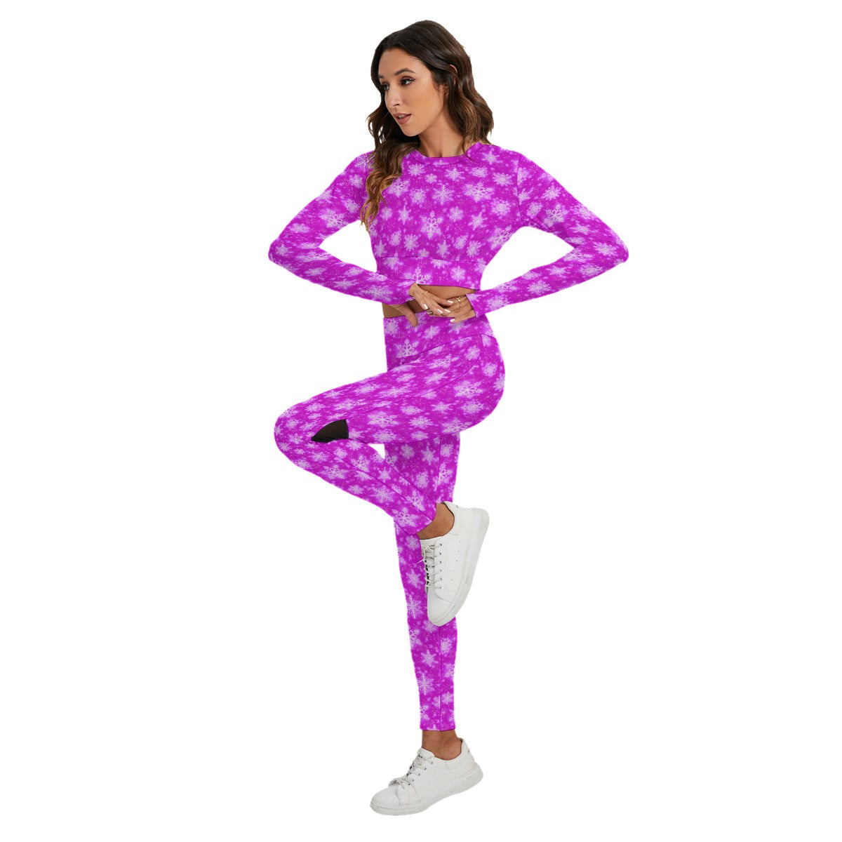 Women's Snowflakes Sport Set With Backless Top And Leggings