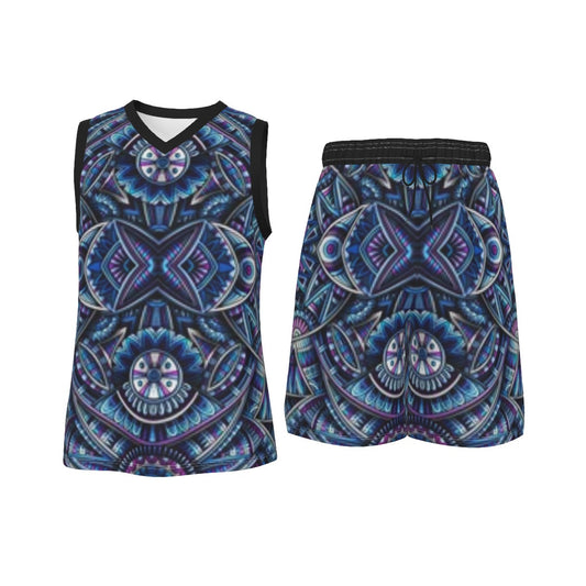 Abstract Ethnic Men's V Neck Basketball Suit