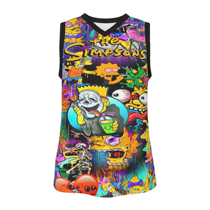 The Simpsons Trippy Men's V Neck Basketball Top