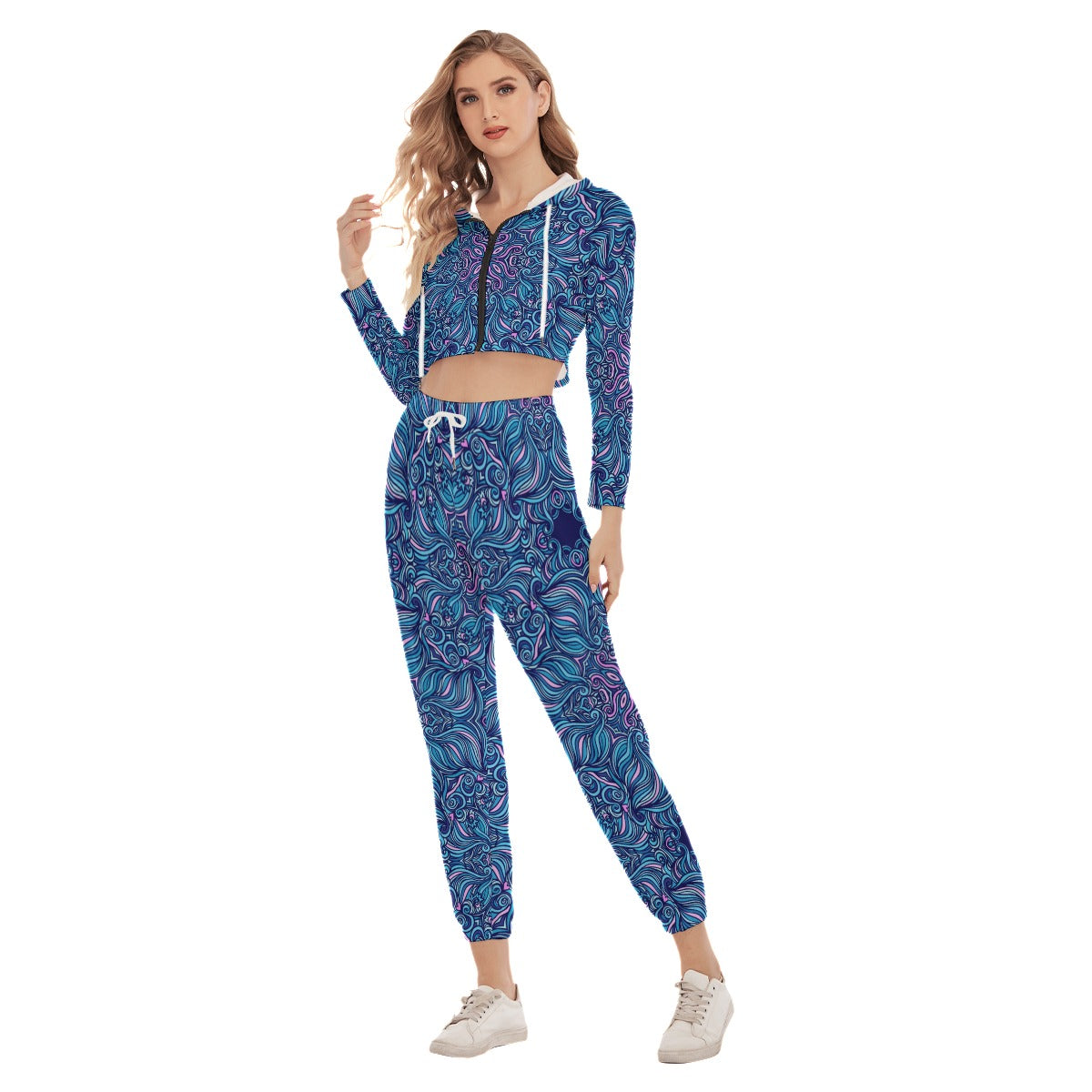 Something Cute Women's Crop Hoodie Sports Sets