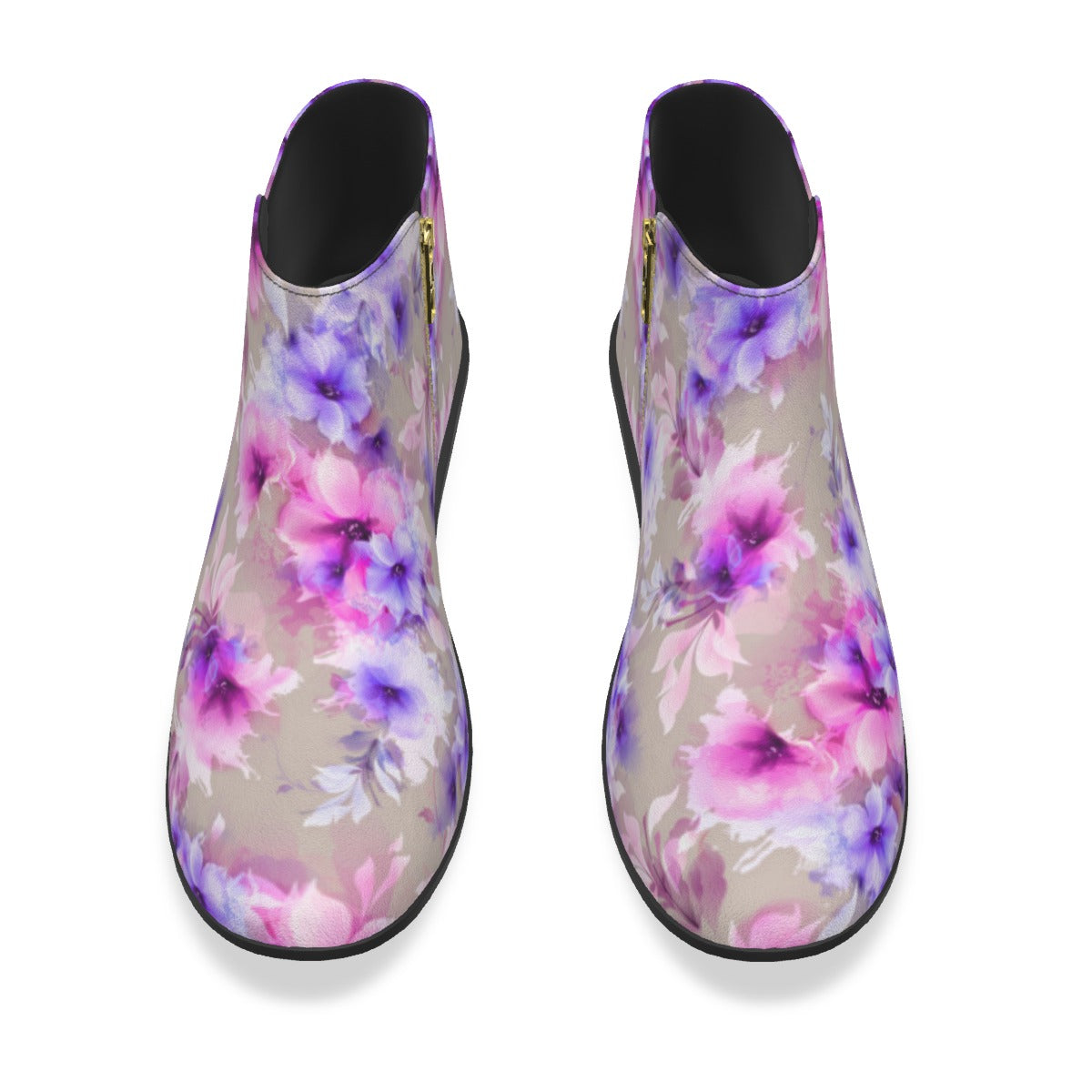 Purple & Pink Abstract Flowers Men's Fashion  Boots