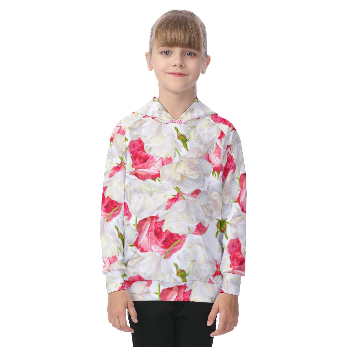 Roses and Tulips Kid's Raglan Pullover Hoodie