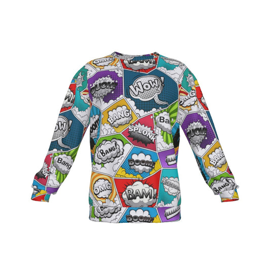 Comic Book Men's Drop Shoulder Round Neck Long-Sleeved Sweatshirt