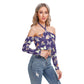Orange & Tan Butterflies Women's Halter Lace-up Top