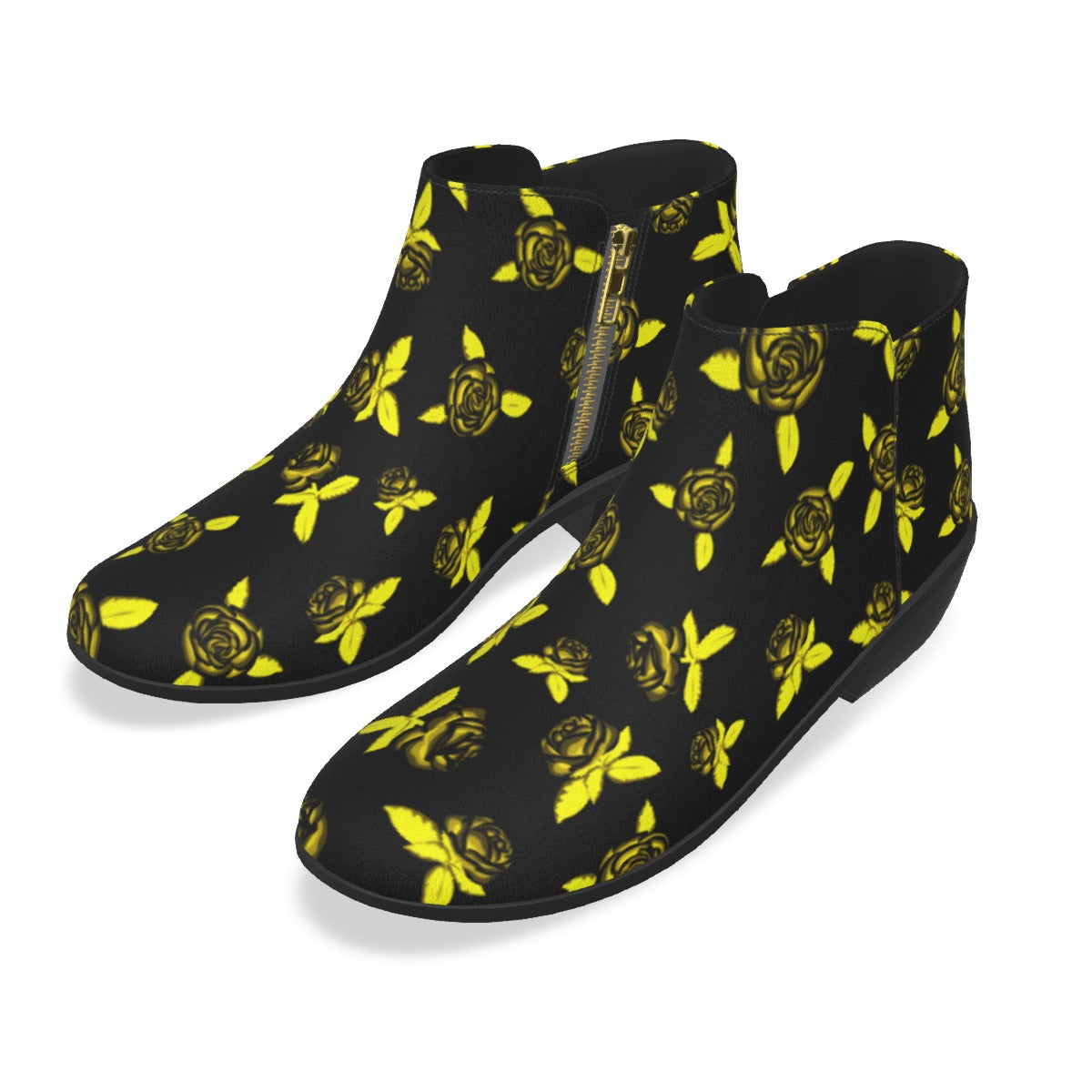 Black & Yellow Roses Men's Fashion Boots