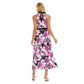 Vintage Style Roses Women's Wrap Hem Belted Halter Dress
