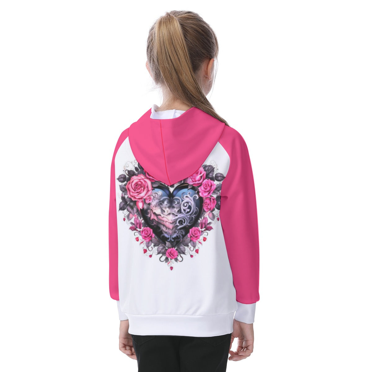 Kid's Gothic Hearts Raglan Pullover Hoodie