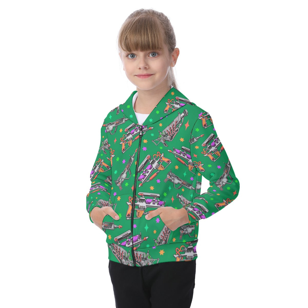 Kid's Space Blasters Zip-up Hoodie With Patch Pocket