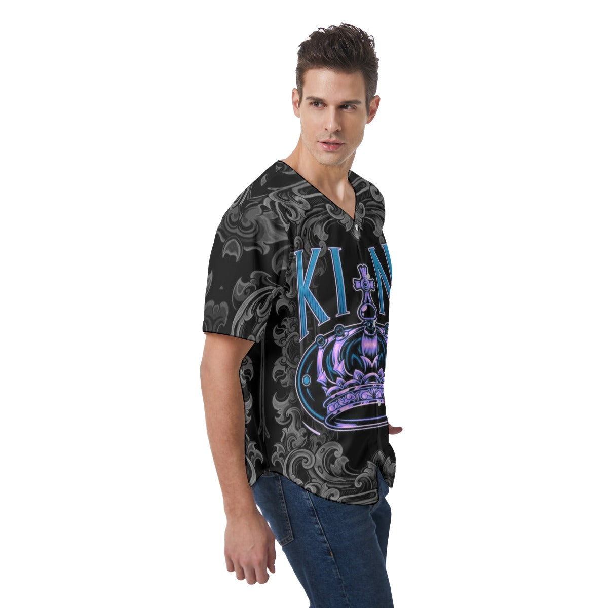 Men's Krown Me King Short Sleeve Baseball Jersey