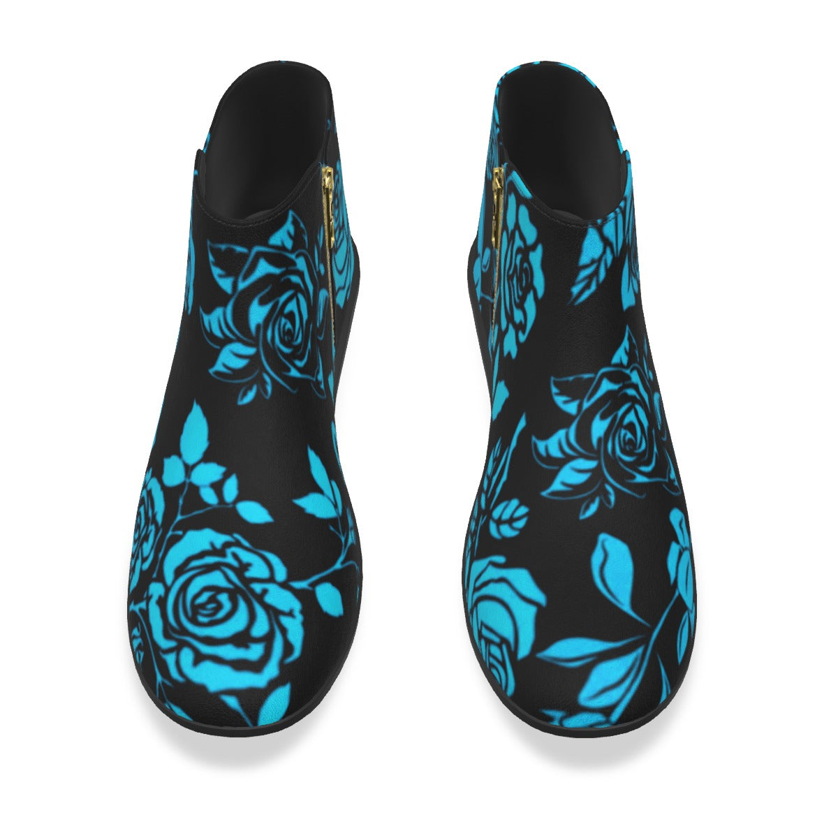 Teal & Black Roses Men's Fashion Boots