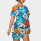 Women’s Tropical Summer Stacked Hem Dress With Short Sleeve（Plus Size)