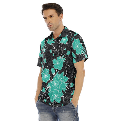 Japanese Style Flowers Men's Polo Shirt | Velvet