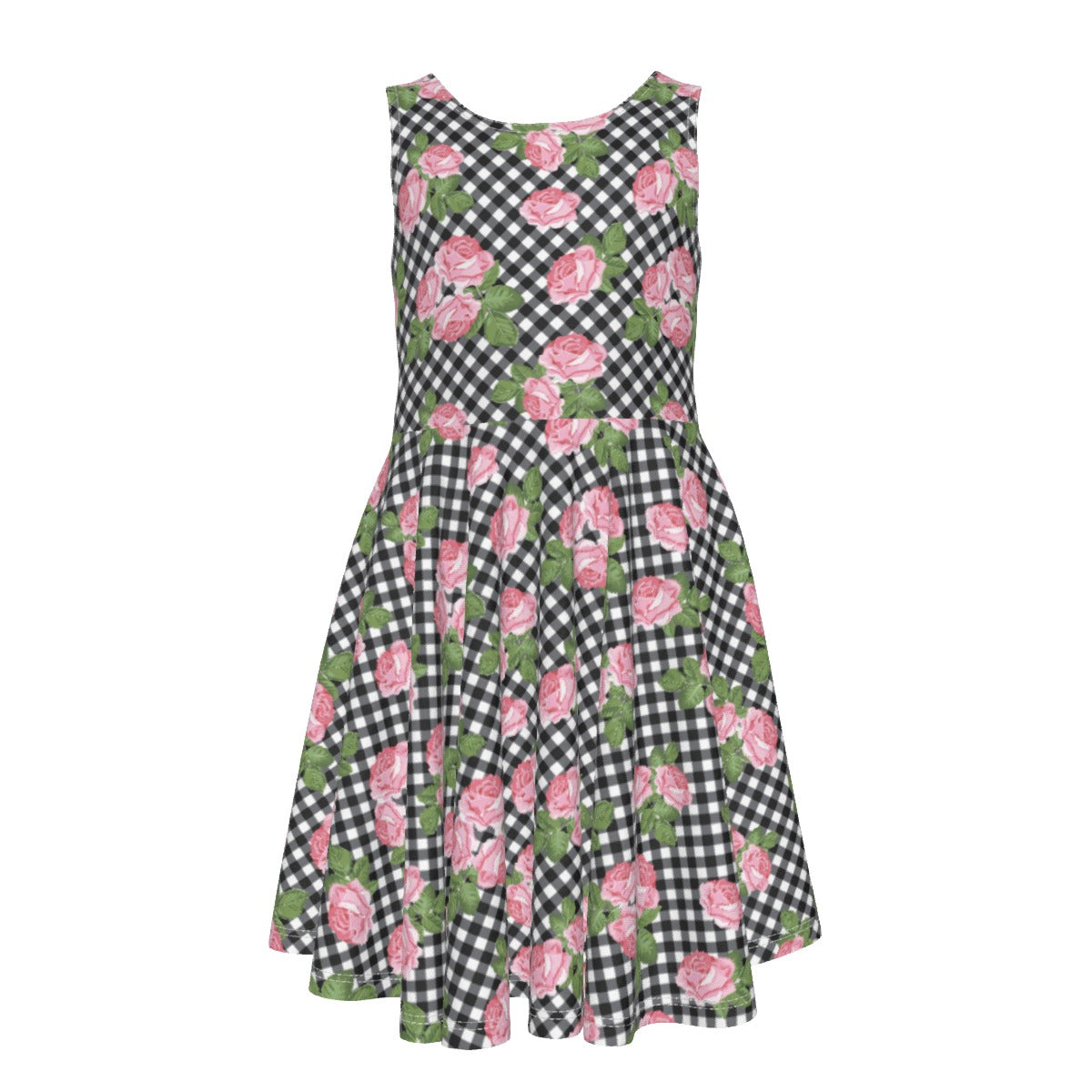 Pink Roses Kid's Sleeveless Vest Dress