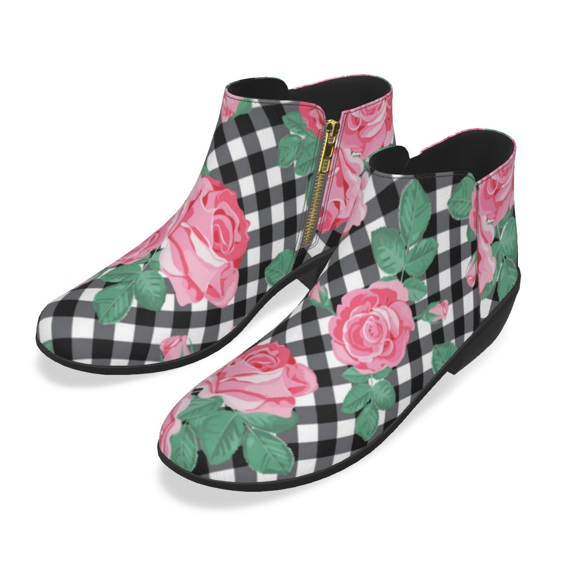 Pink Roses Men's Fashion Boots