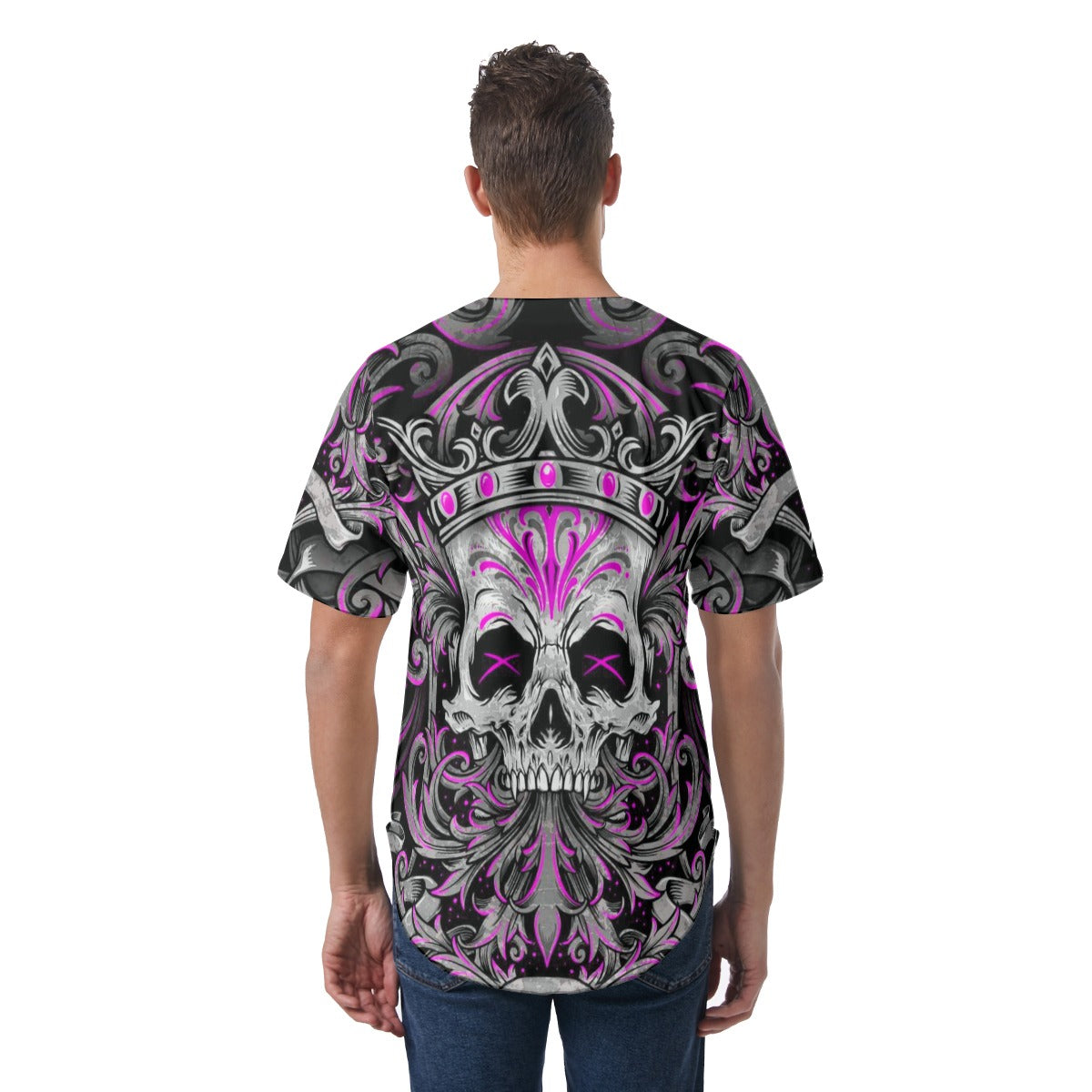 Men's Skull King Short Sleeve Baseball Jersey