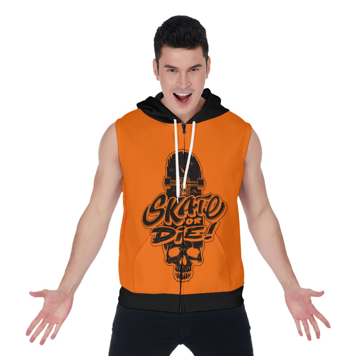 Skate Or Die Men's Zip-up Sleeveless Hoodie