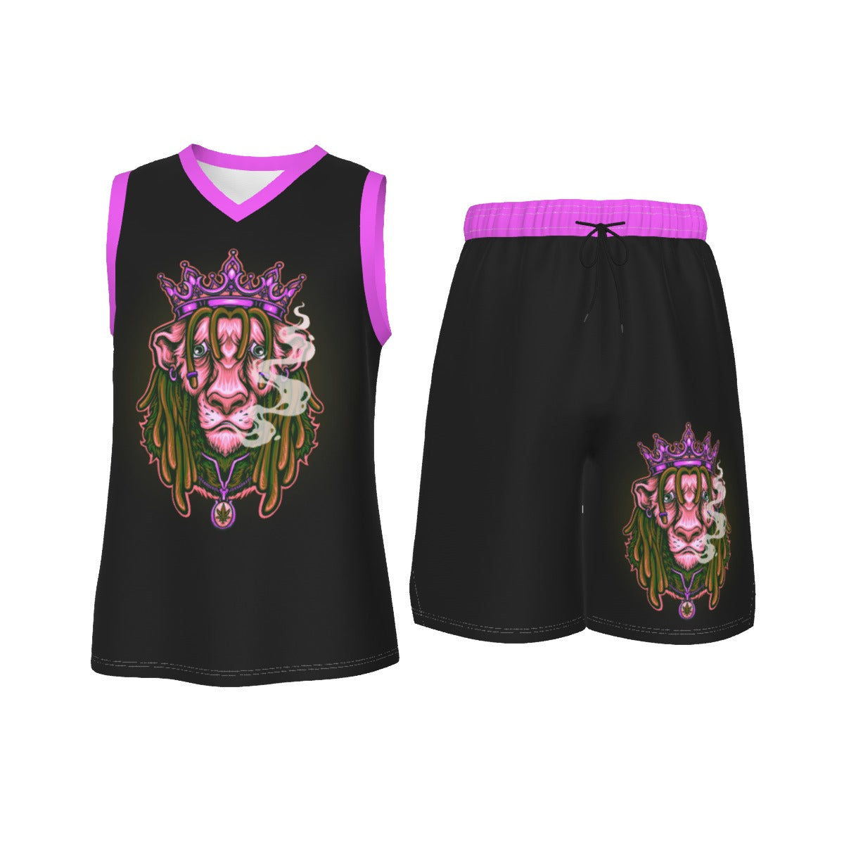 Stoners Only Lion King Men's V Neck Basketball Suit