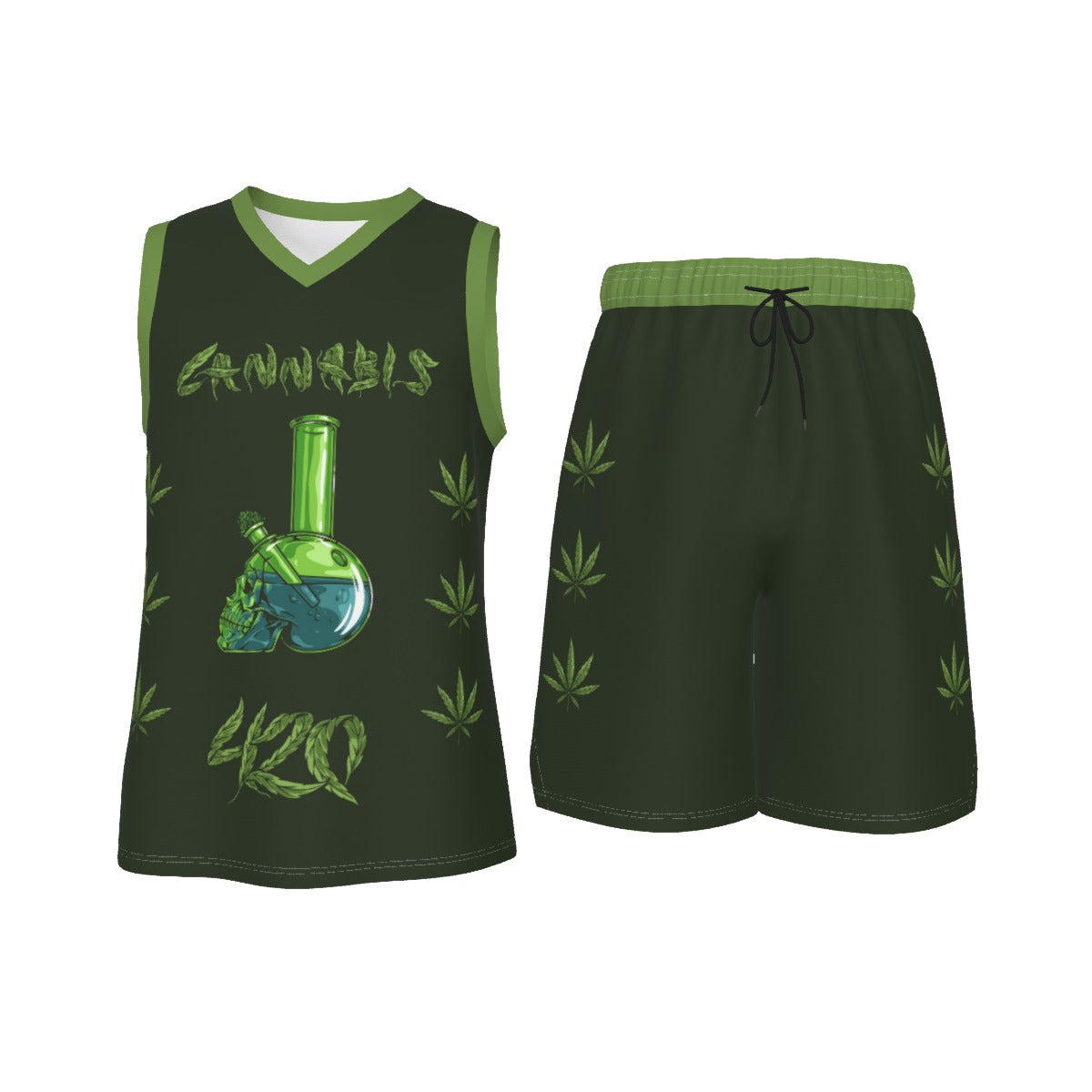 Men's 420 Stoners Only V Neck Basketball Suit