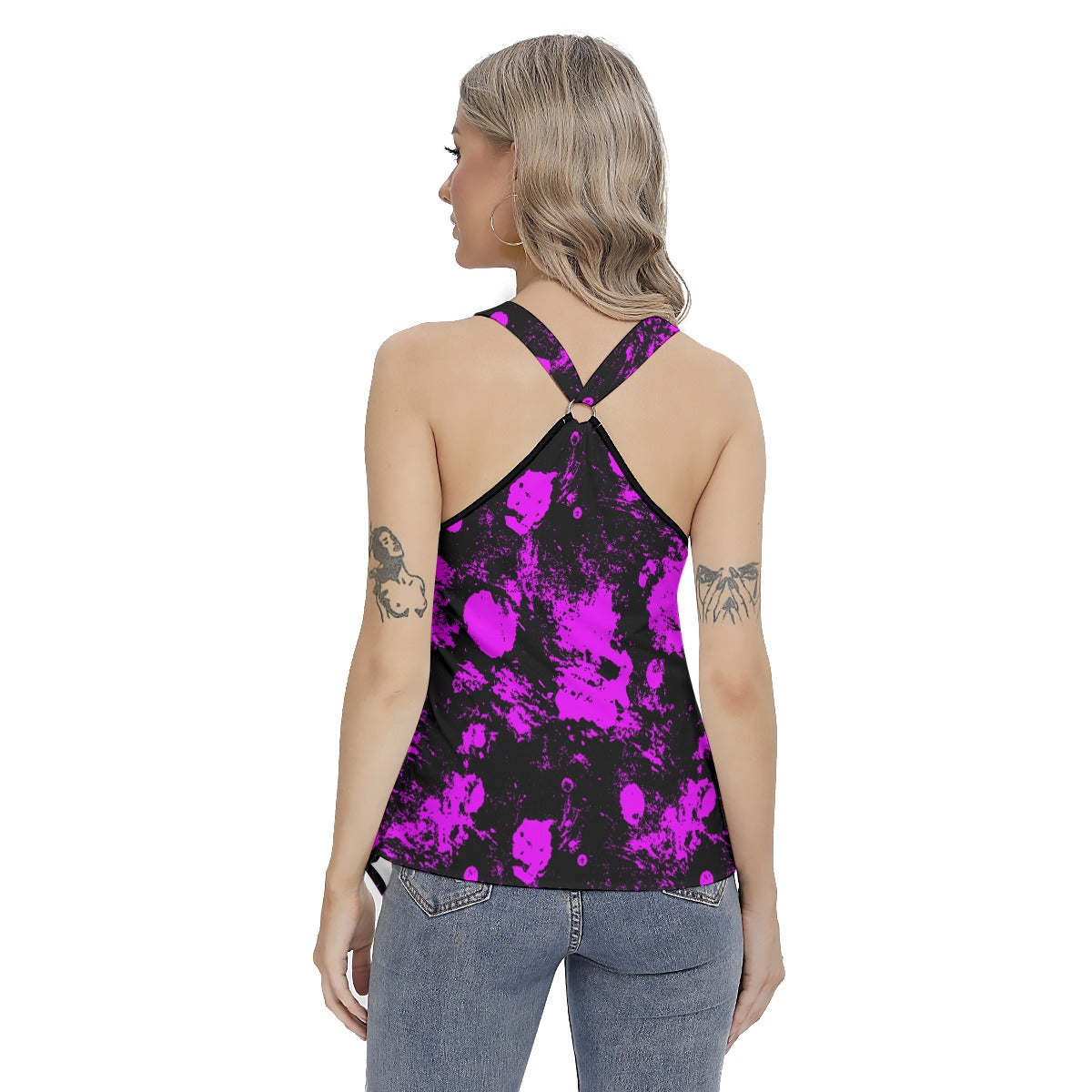 Purple Spots Women's Skinny Sport Tank Top