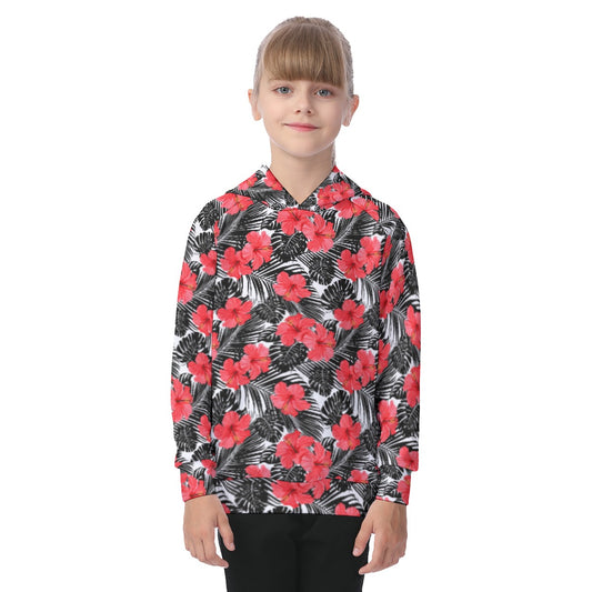 Tropic Flowers Kid's Raglan Pullover Hoodie