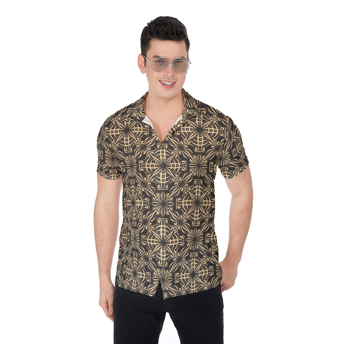 Made Royal Gold & Black Men's Button Up Shirt