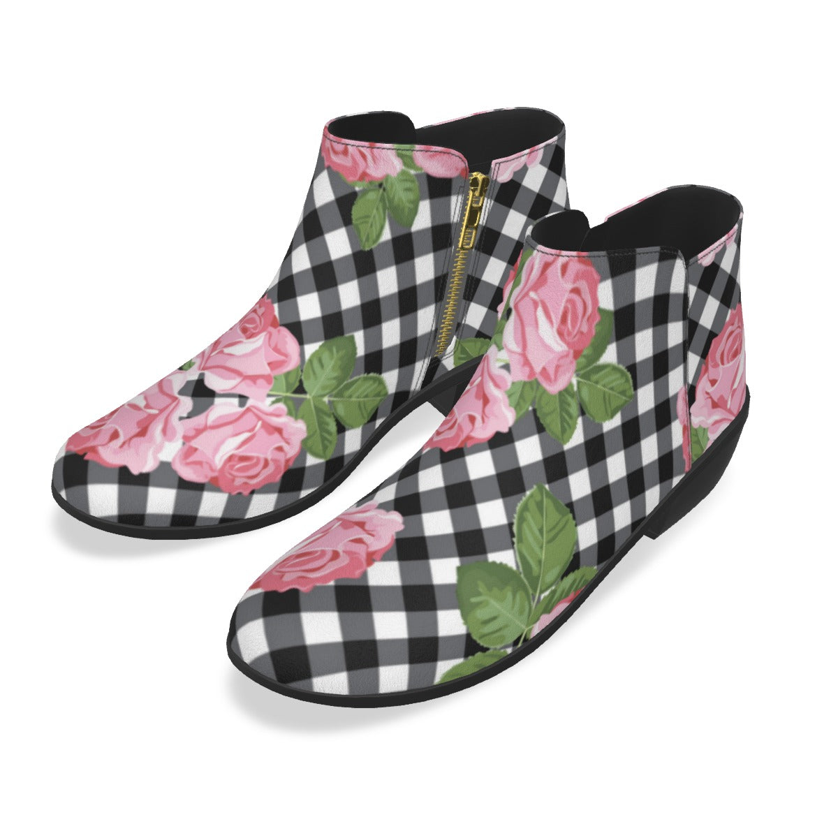 Pink Roses Men's Fashion Boots