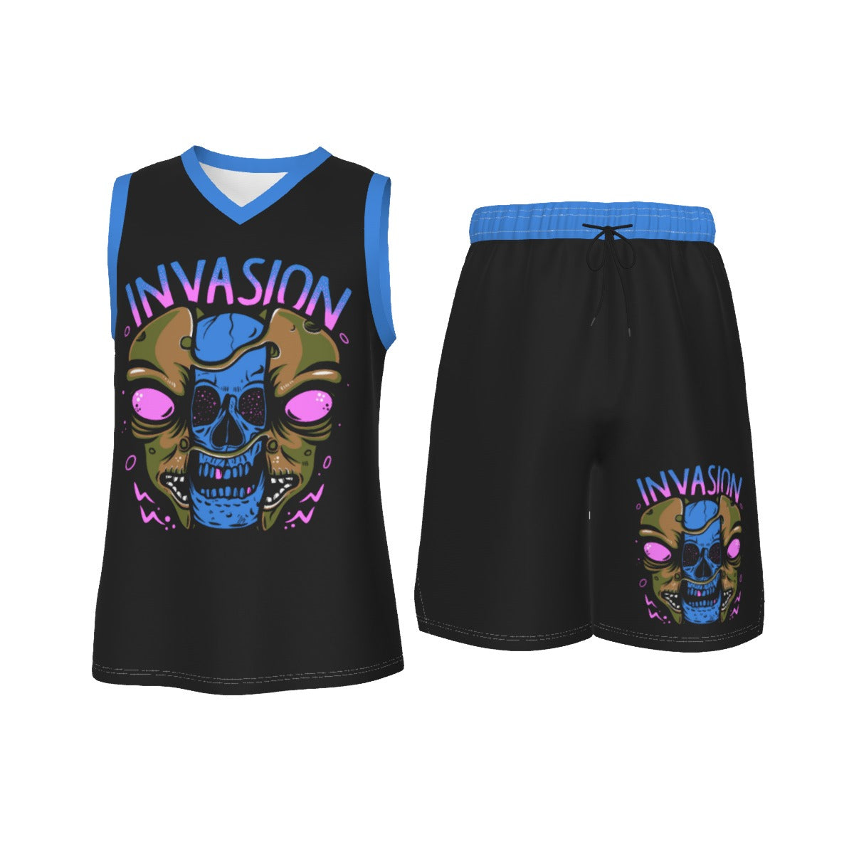 Alien Invasion Men's V Neck Basketball Suit