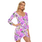 Garden Flowers Women's Off-shoulder Long Sleeve Dress