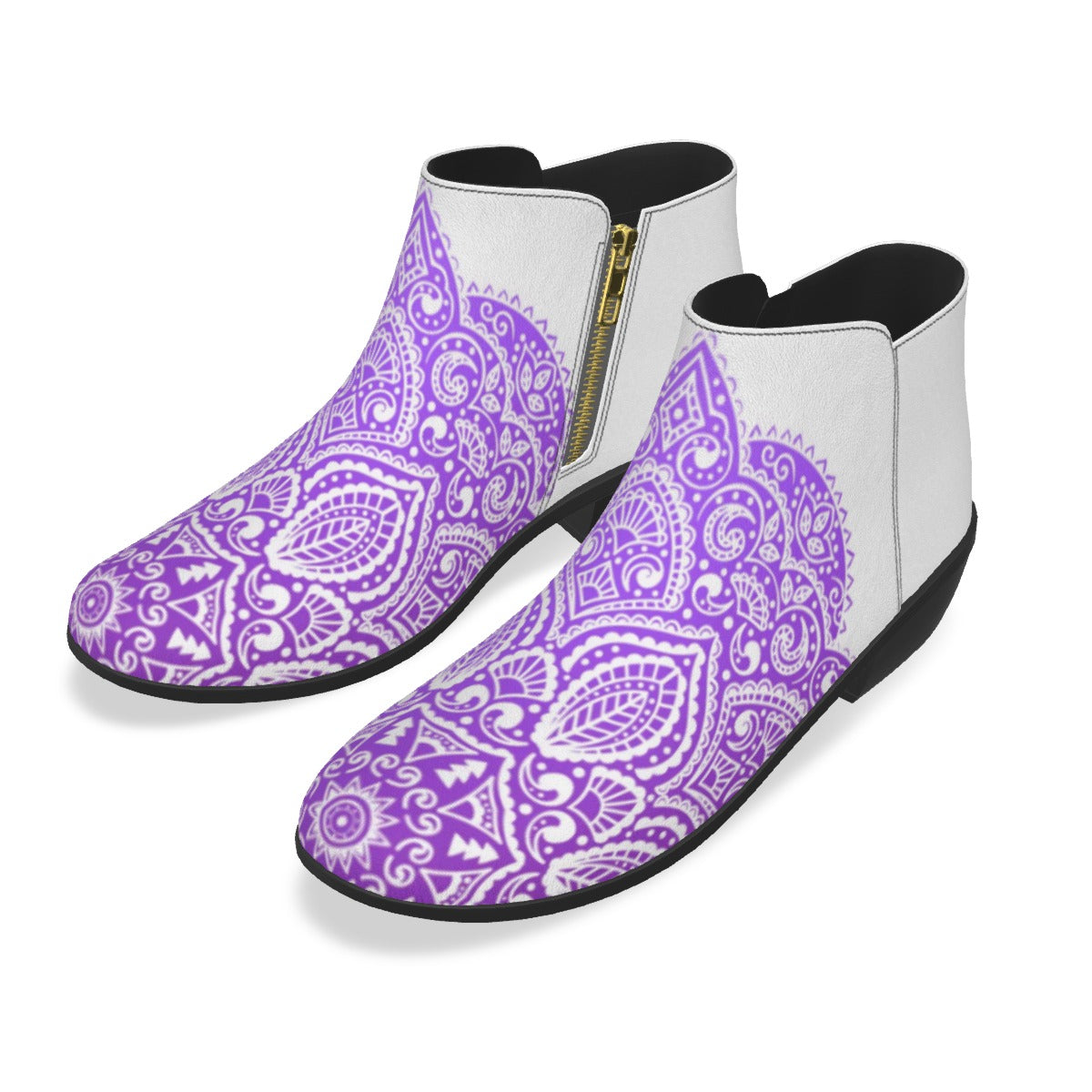 Beautiful Purple Flower Men's Fashion Boots