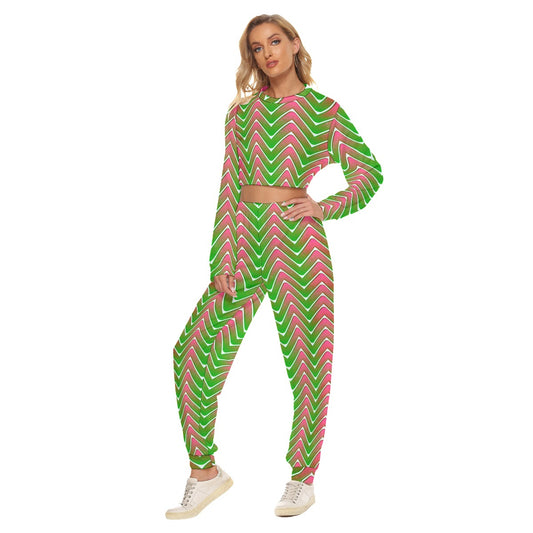 Let's get Wavy Baby Women's Crop Sweatshirt Suit