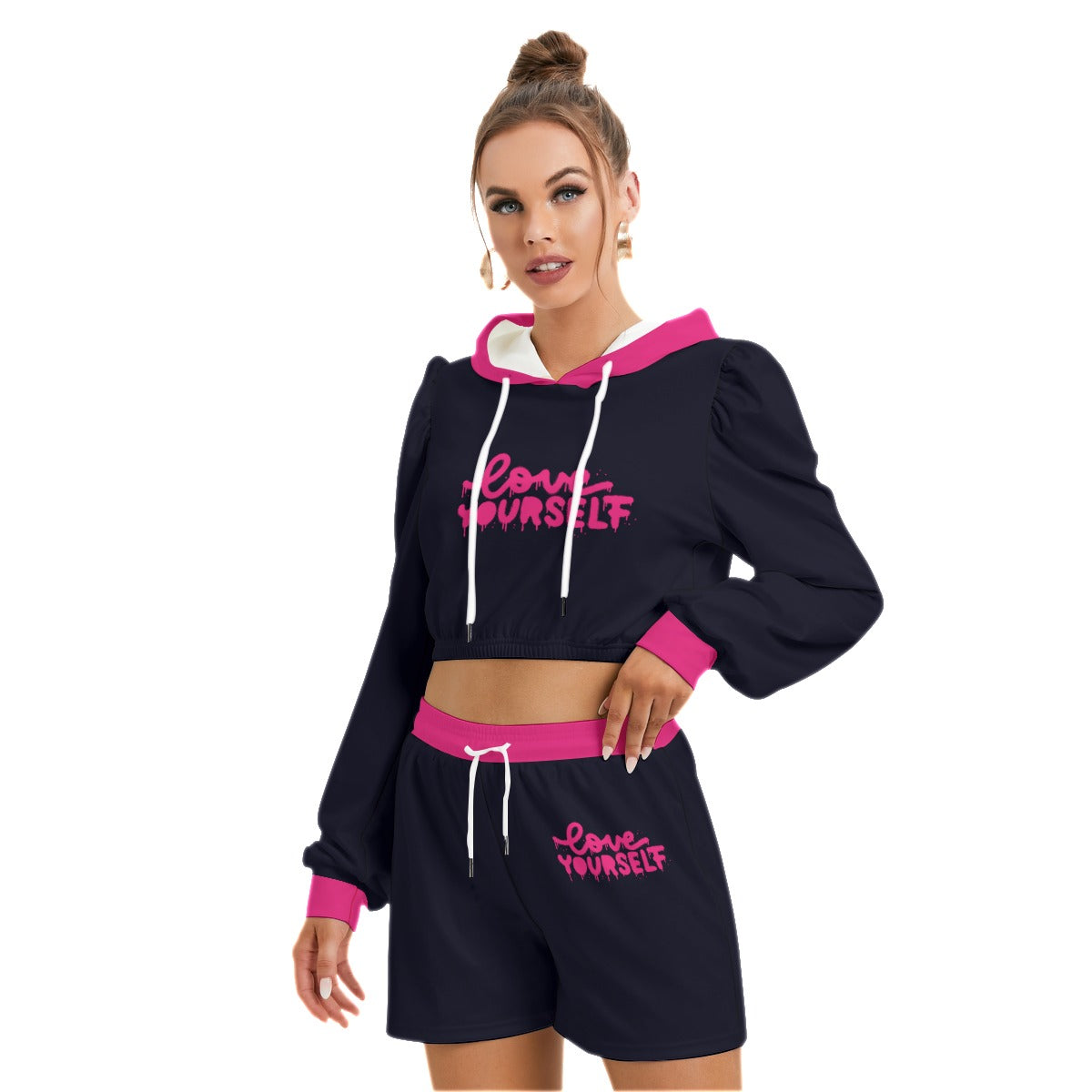 Love Yourself Women's Mirco Fleece Hoodie And Shorts Set