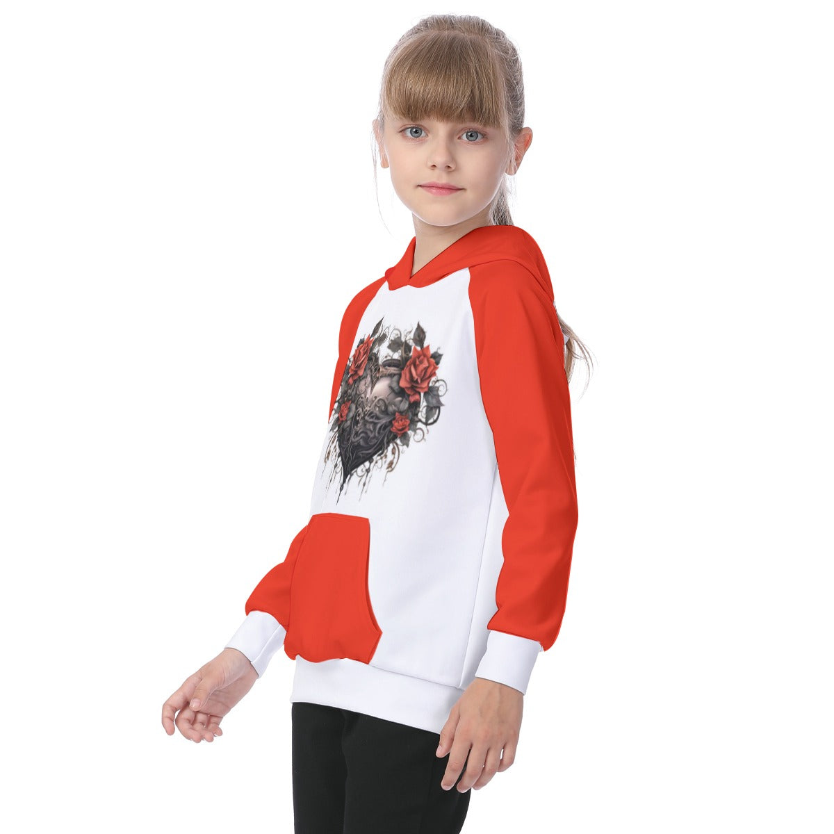 Kid's Gothic Hearts Raglan Pullover Hoodie