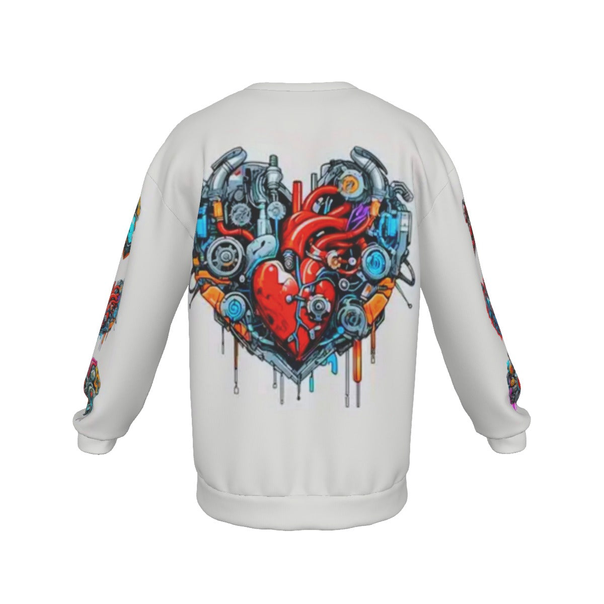 Bionic Hearts Men's Drop Shoulder Round Neck Long-Sleeved Sweatshirt