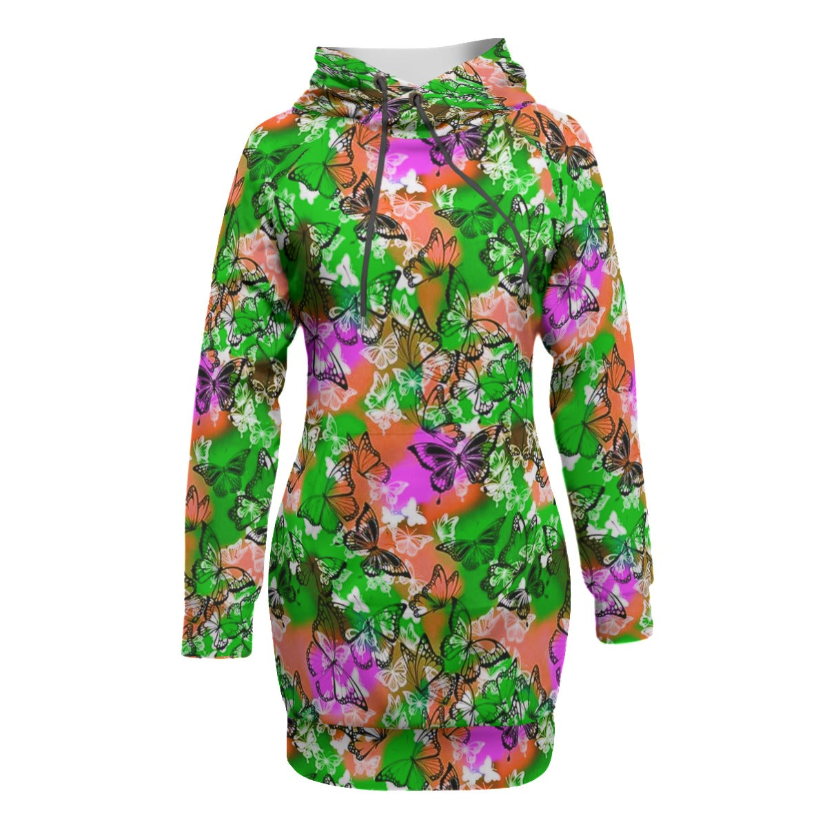 Women's Colorful Butterflies Pullover Hoodie With Raglan Sleeve