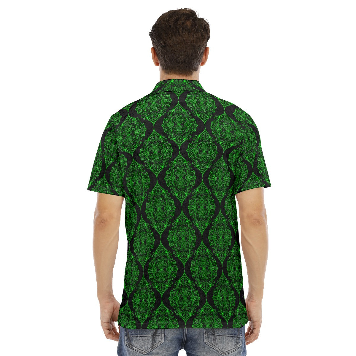 Ottoman Ethnic Black & Green Men's Polo Shirt | Velvet