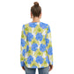 Tropical Flowers Women's Long Sleeve Neckline Tie Sweatshirt