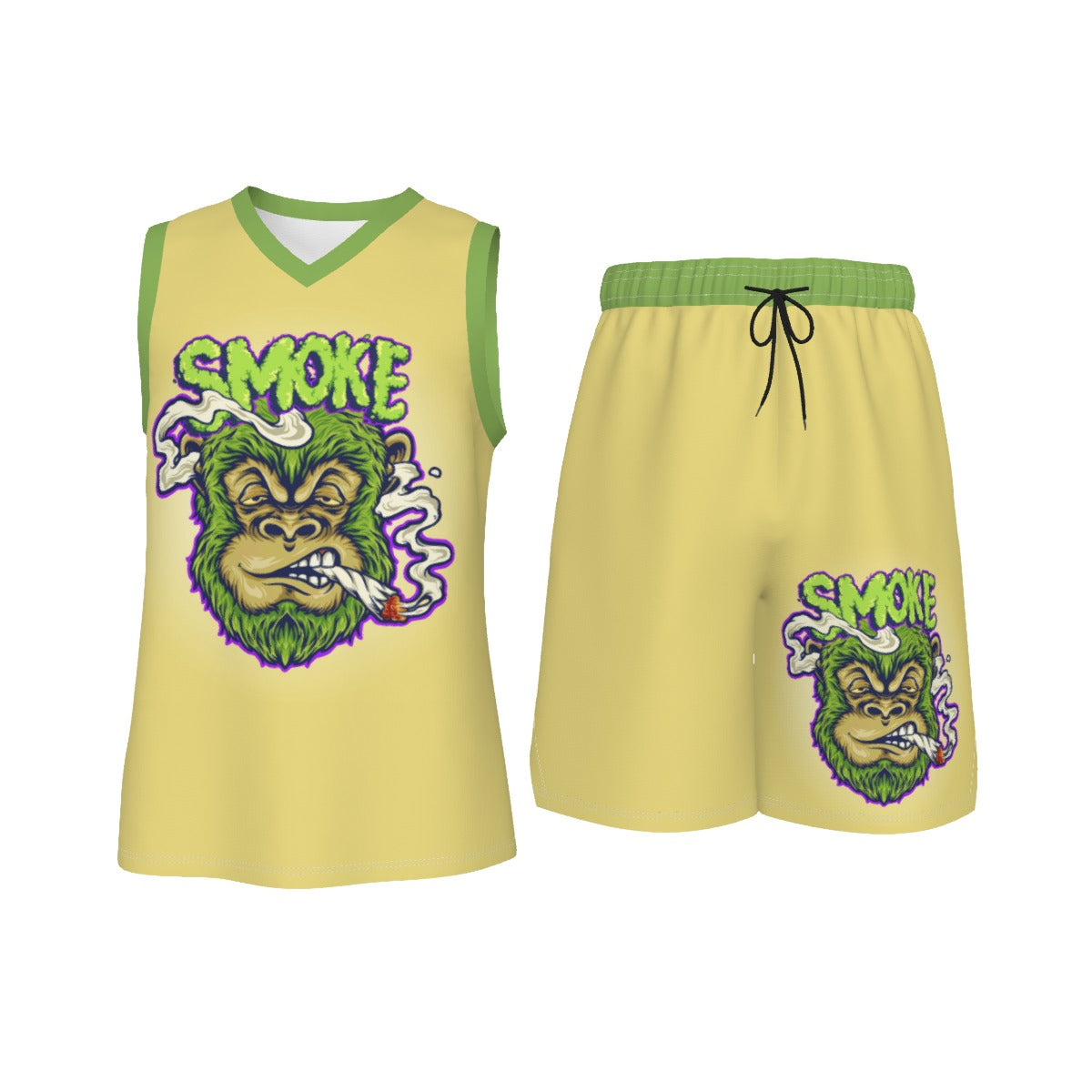 Stoners Only Monkey Men's V Neck Basketball Suit