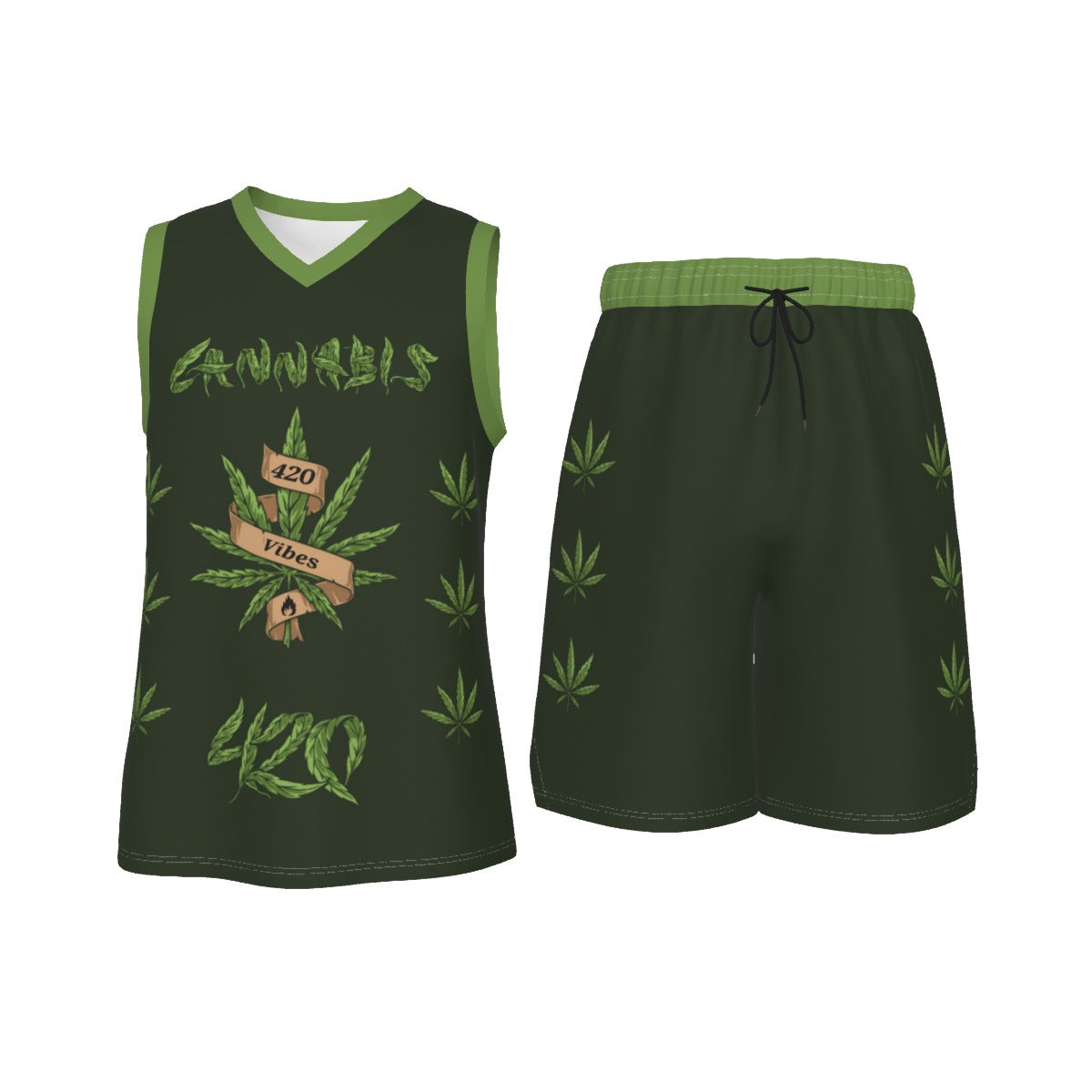 Men's 420 Stoners Only V Neck Basketball Suit