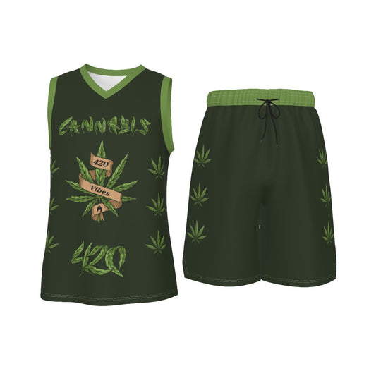 Men's 420 Stoners Only V Neck Basketball Suit