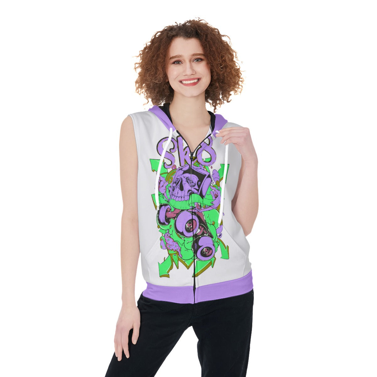 Sk8 Or Die Women's Zip-up Sleeveless Hoodie