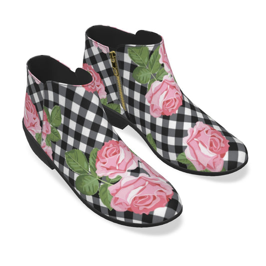 Pink Roses Men's Fashion Boots