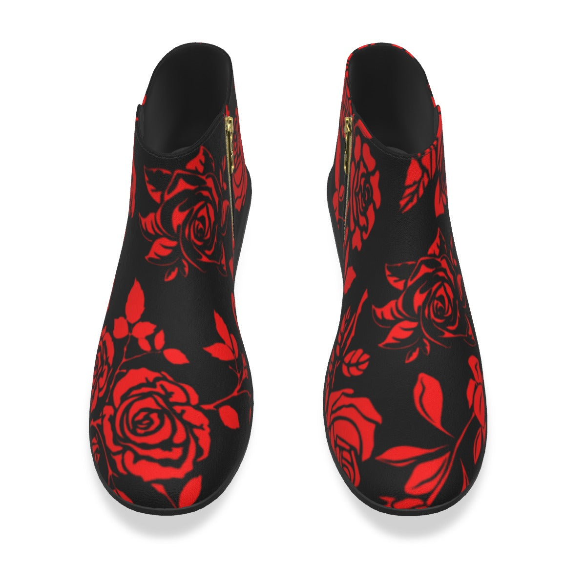 Red & Black Roses Men's Fashion Boots