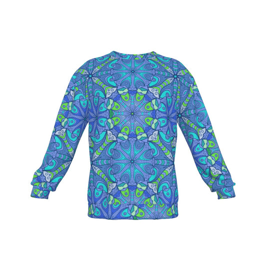 Mandala Effect Men's Drop Shoulder Round Neck Long-Sleeved Sweatshirt