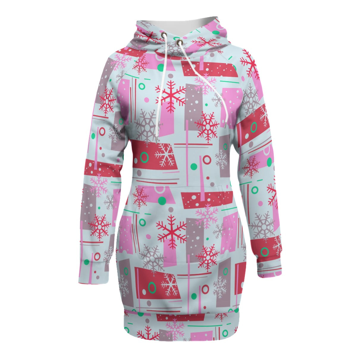 Abstract Snowflakes Women's Pullover Hoodie With Raglan Sleeve