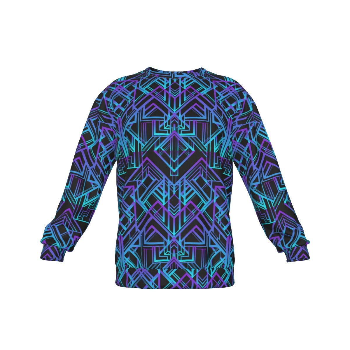 Colorful Abstract Geometric Men's Drop Shoulder Round Neck Long-Sleeved Sweatshirt