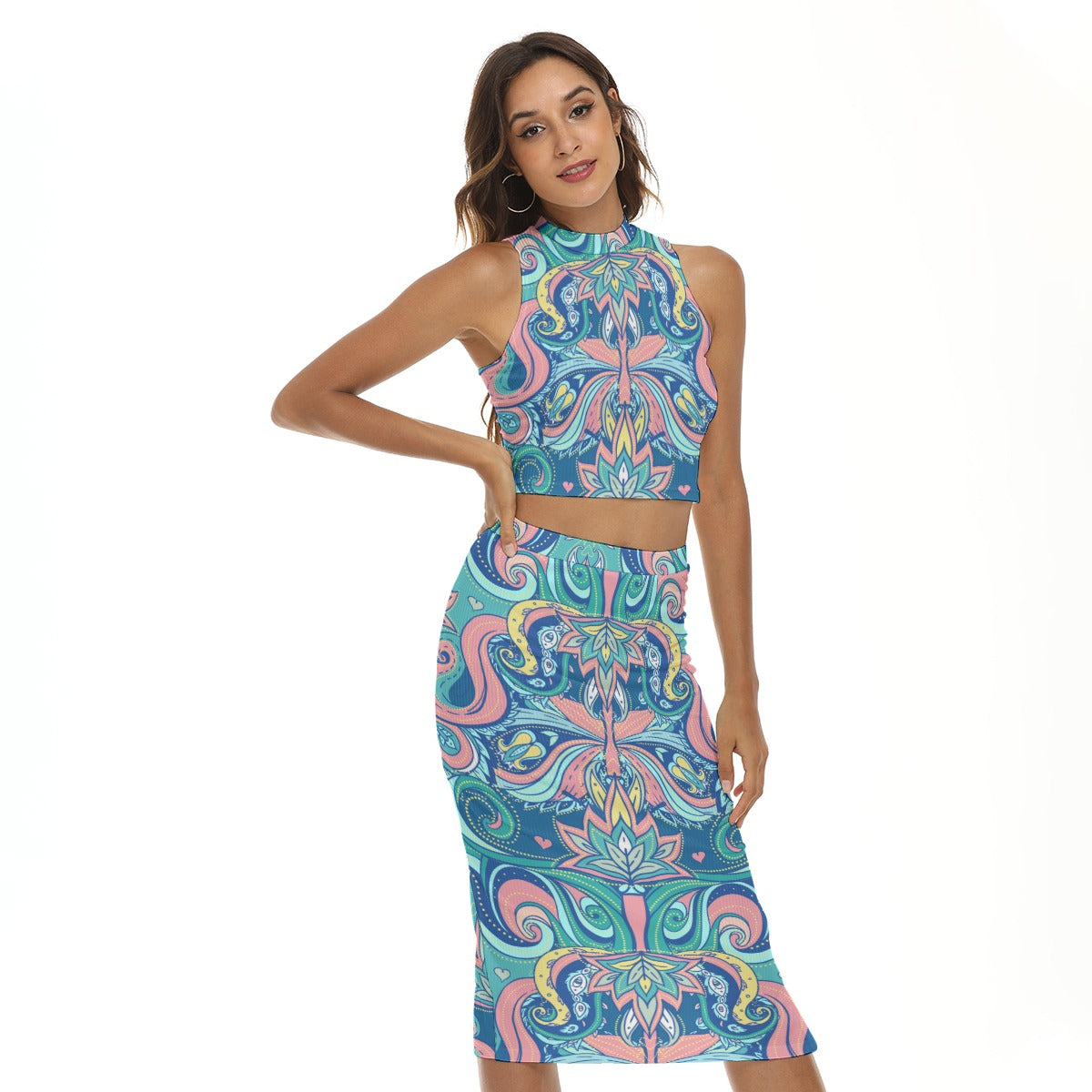 My Colorful Royal Women's Tank Top & Split High Skirt Set