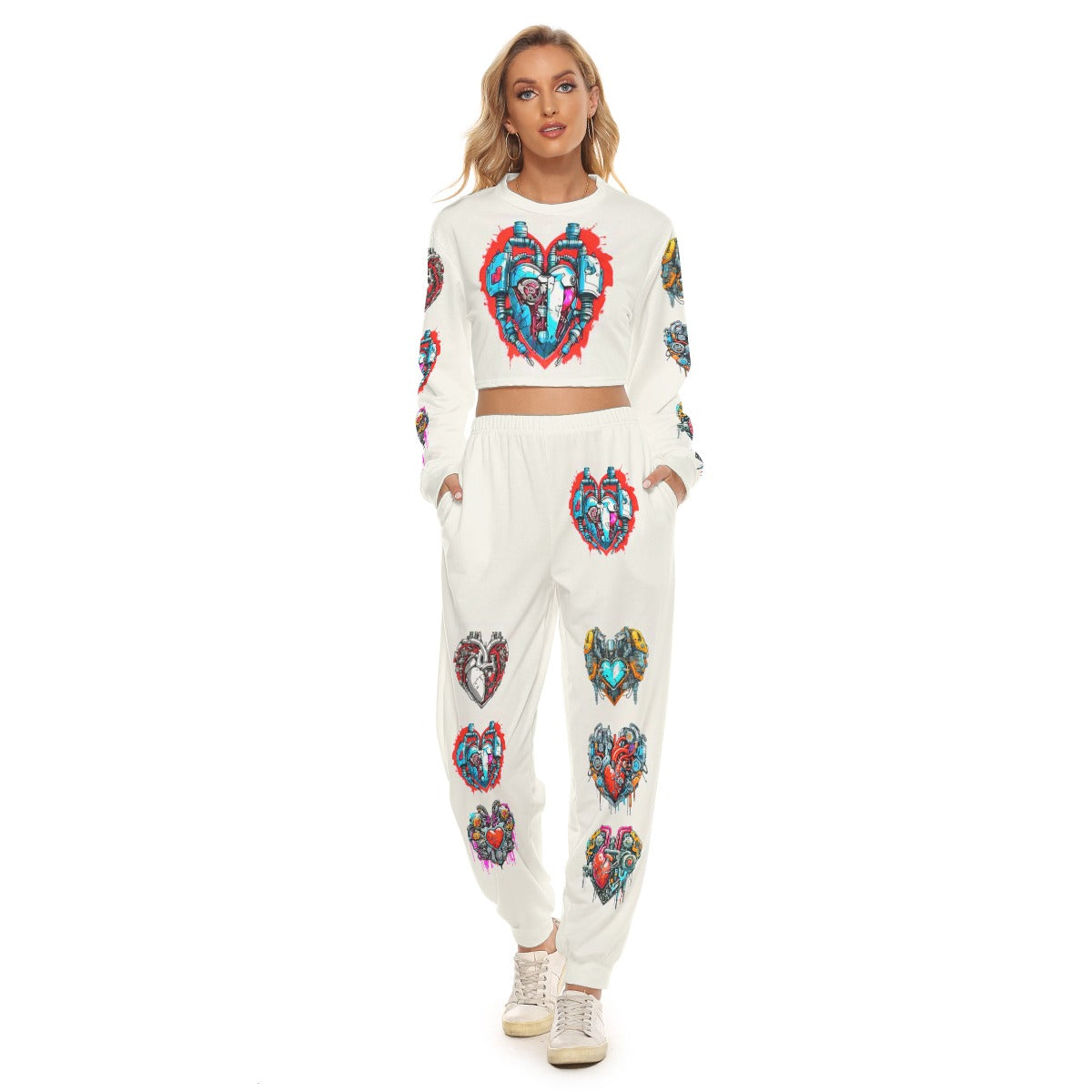 Women's Bionic Hearts Crop Sweatshirt Suit